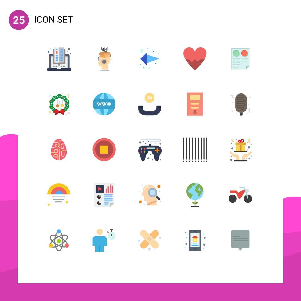 Set of 25 Modern UI Icons Symbols Signs for pros beat head love left arrow Editable Vector Design Elements