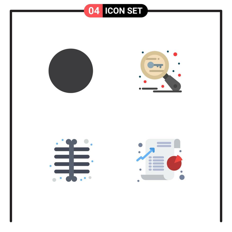 Mobile Interface Flat Icon Set of 4 Pictograms of connection ray key search business Editable Vector Design Elements