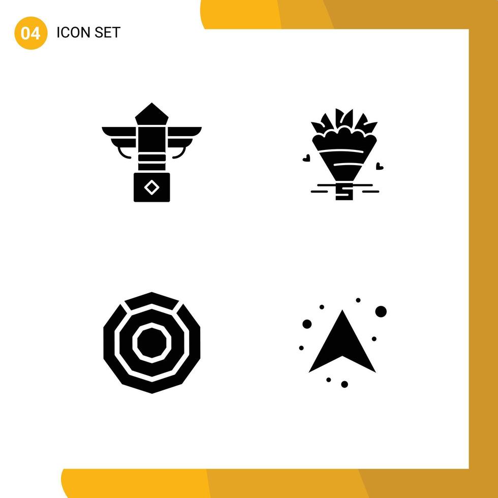 Modern Set of 4 Solid Glyphs and symbols such as street coin canada flowers crypto currency Editable Vector Design Elements