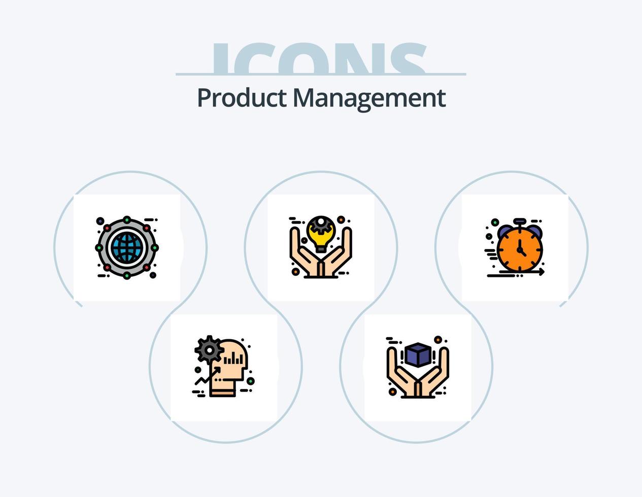 línea de gestión de productos llena de icono paquete 5 diseño de iconos. línea. caja. producto. archivo. caja vector