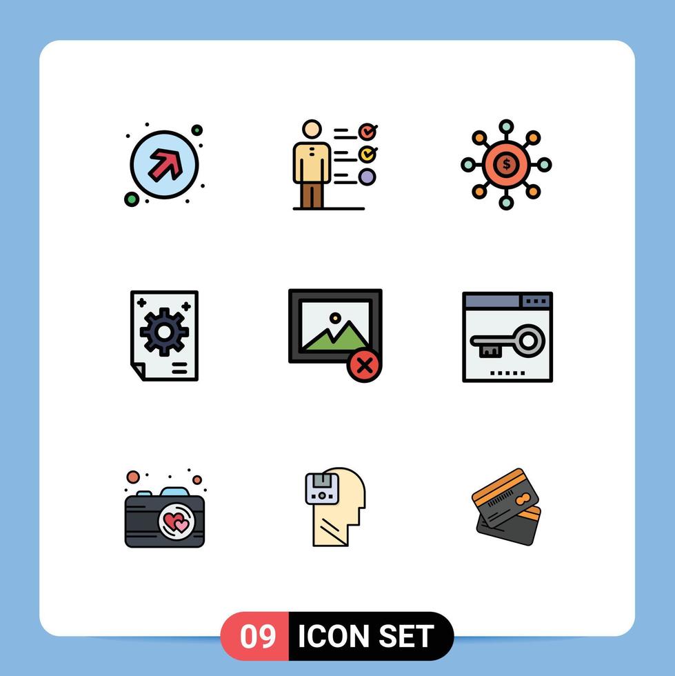 Universal Icon Symbols Group of 9 Modern Filledline Flat Colors of development corporate dollar collective financial Editable Vector Design Elements