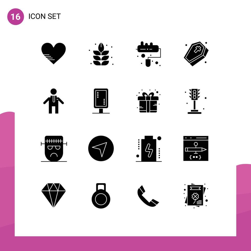 paquete de iconos de vector de stock de 16 signos y símbolos de línea para marcar personas pintar hombre elementos de diseño de vector editables aterradores