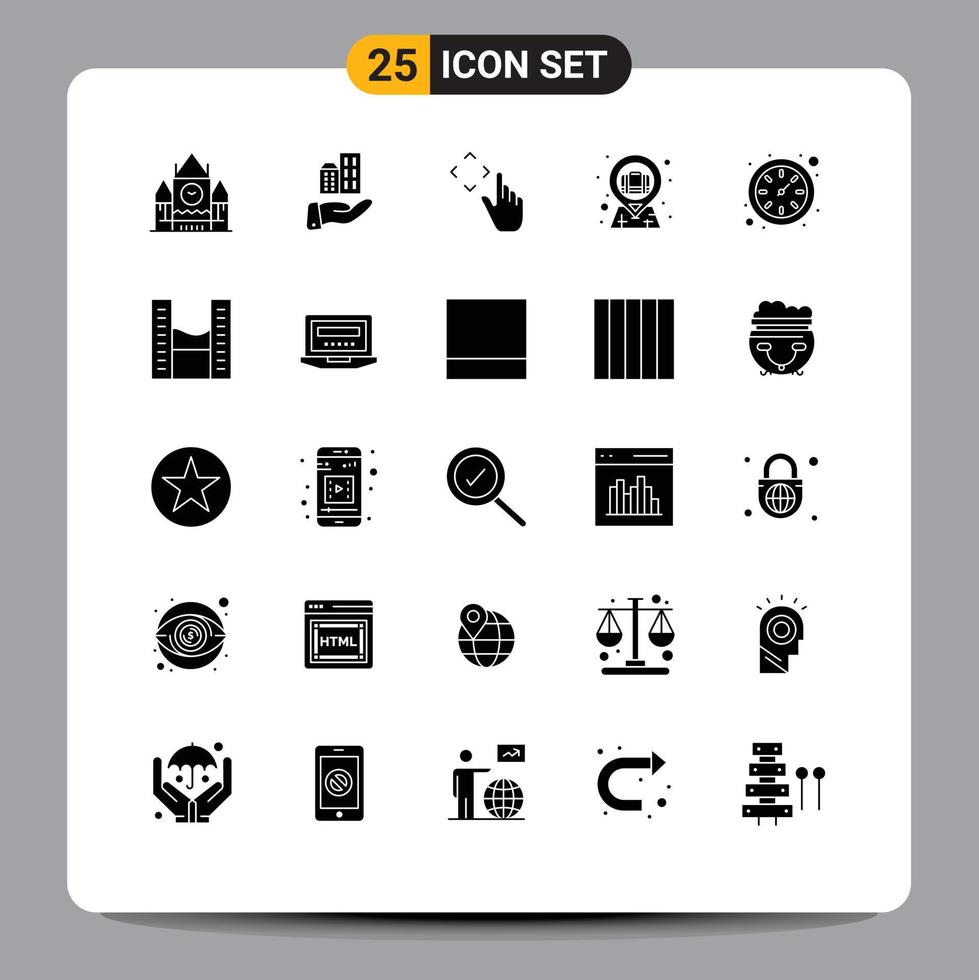 25 Thematic Vector Solid Glyphs and Editable Symbols of time case finger briefcase in map pin bag Editable Vector Design Elements