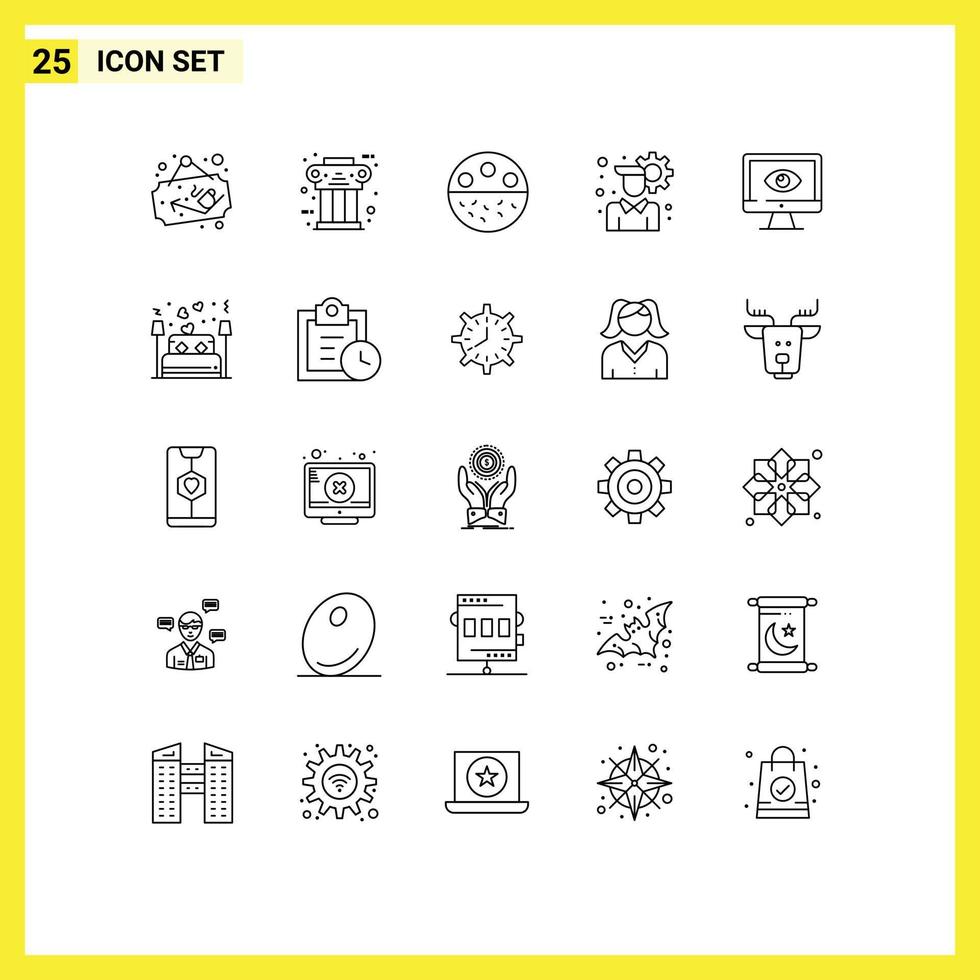 Set of 25 Vector Lines on Grid for monitor configuration history account skincare Editable Vector Design Elements