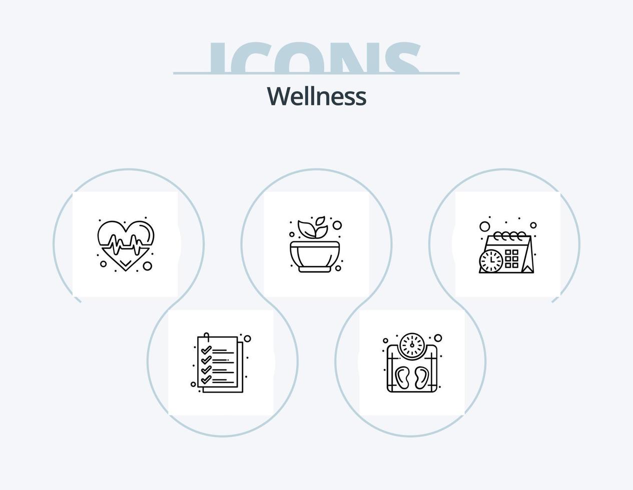 Wellness Line Icon Pack 5 Icon Design. . wellness leaf. skipping. spa. spa vector