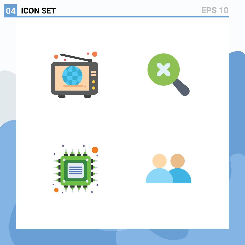 4 Universal Flat Icons Set for Web and Mobile Applications web future news zoom tech Editable Vector Design Elements