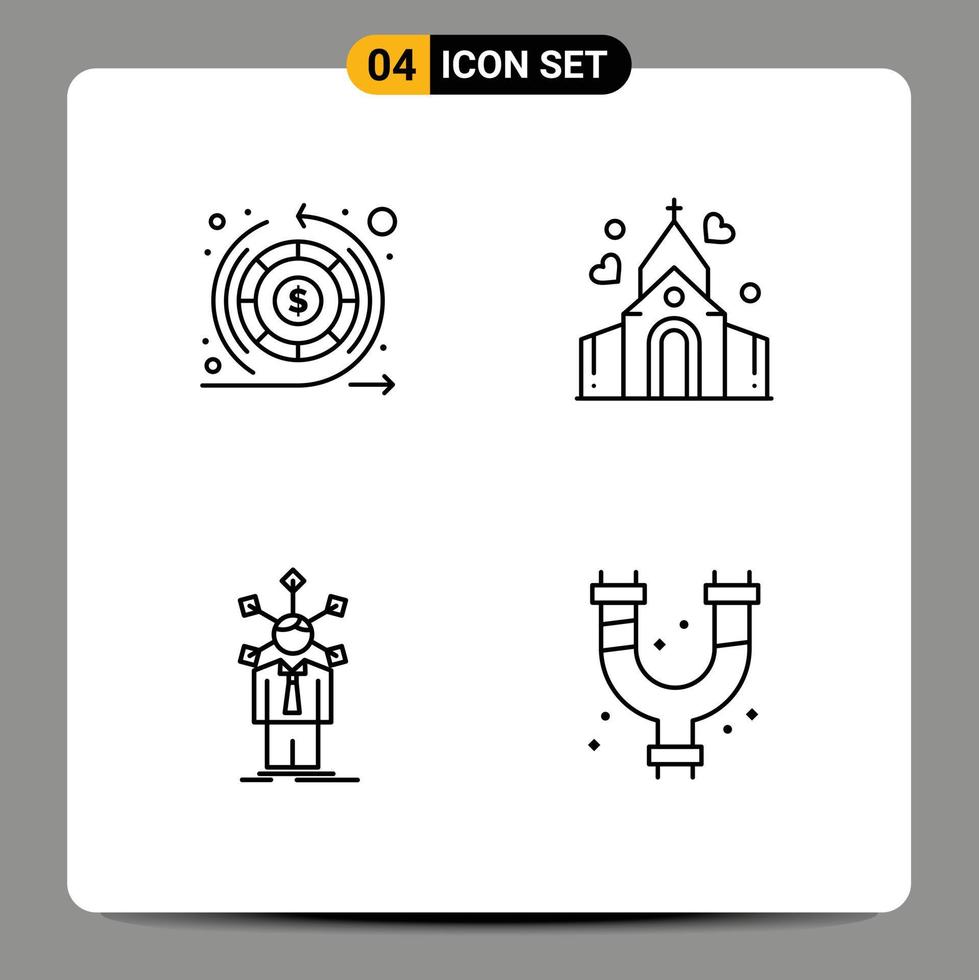 paquete de iconos de vector de stock de 4 signos y símbolos de línea para ganancias garantía humana personalidad de boda elementos de diseño de vector editables