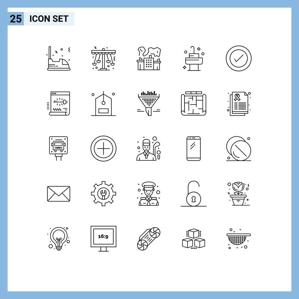 Group of 25 Lines Signs and Symbols for layout bath playland sink nuclear Editable Vector Design Elements