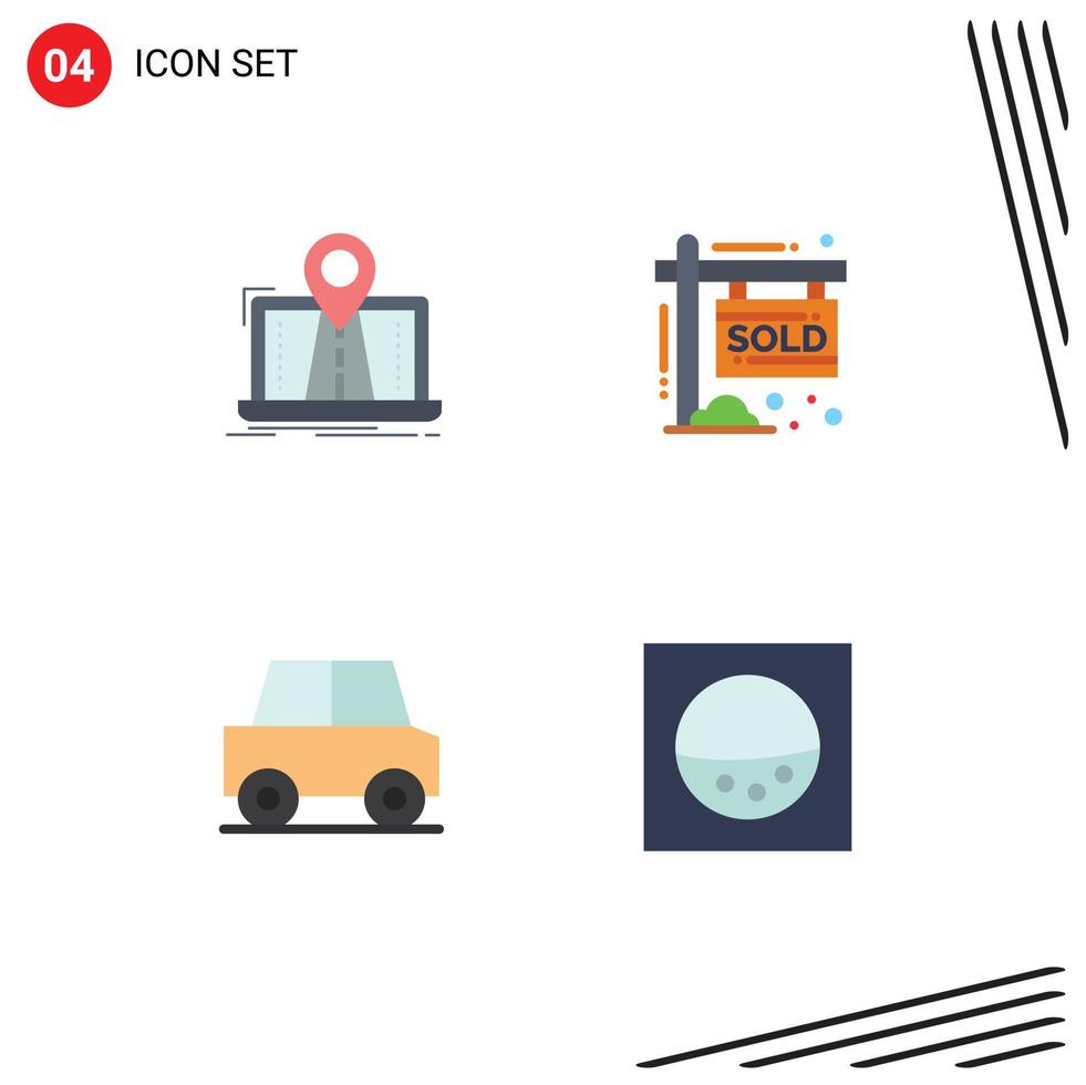 Stock Vector Icon Pack of 4 Line Signs and Symbols for navigation automobile gps property travel Editable Vector Design Elements