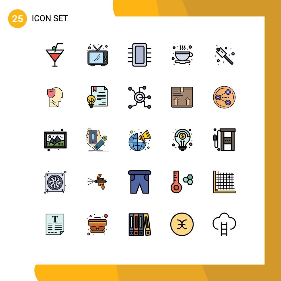 25 Creative Icons Modern Signs and Symbols of shield marshmallow devices camping cup Editable Vector Design Elements