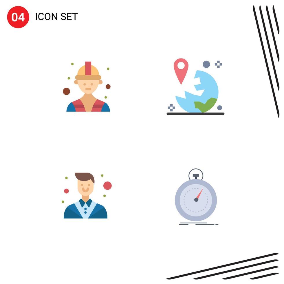4 Universal Flat Icon Signs Symbols of builder counselor gps marker lawyer Editable Vector Design Elements