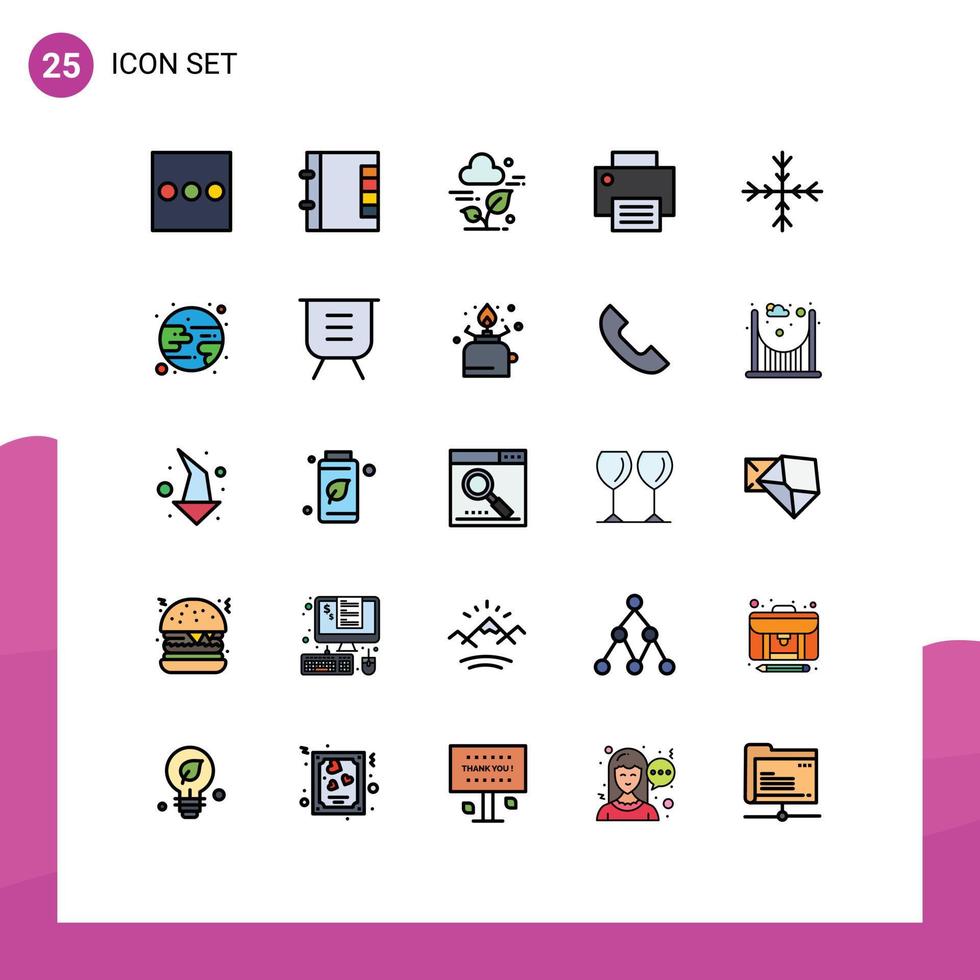 25 Creative Icons Modern Signs and Symbols of eclipse snowflake technology snow hardware Editable Vector Design Elements