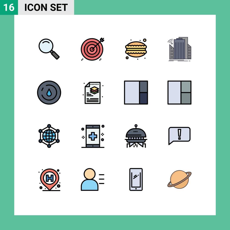 paquete de iconos de vector de stock de 16 signos y símbolos de línea para elementos de diseño de vector creativo editable de comida de ciudad objetivo de sensor urbano