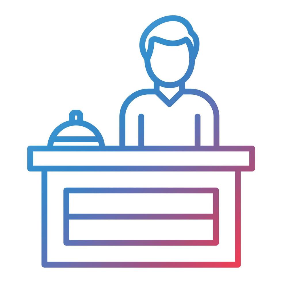 Hotel Reception Line Gradient Icon vector