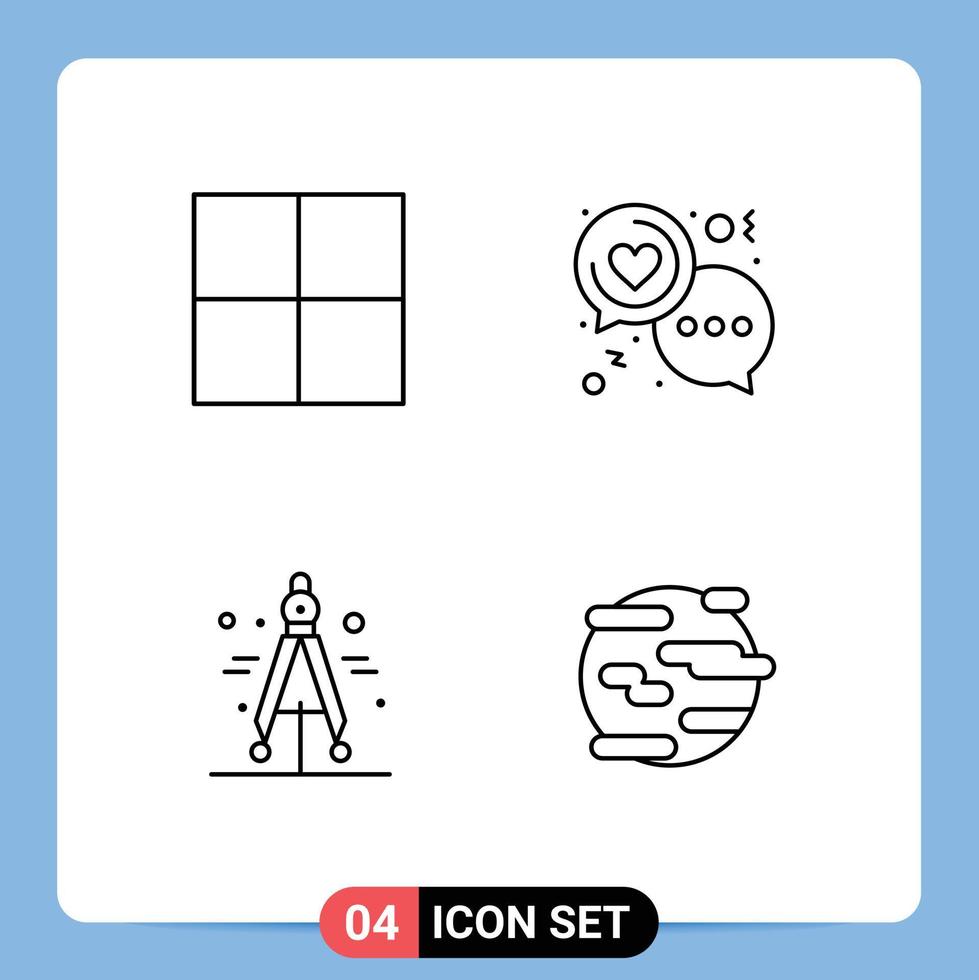 4 User Interface Line Pack of modern Signs and Symbols of grid science day women help Editable Vector Design Elements