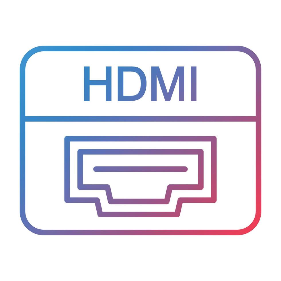 icono de gradiente de línea de puerto hdmi vector