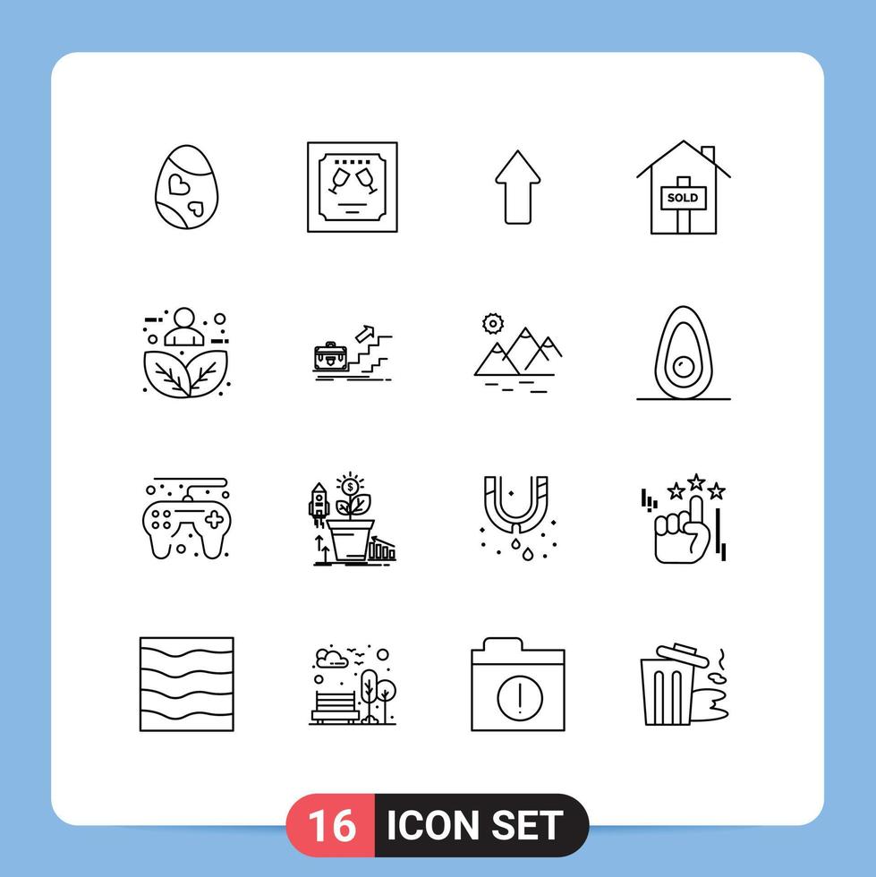 Universal Icon Symbols Group of 16 Modern Outlines of harmony sold letter property upload Editable Vector Design Elements
