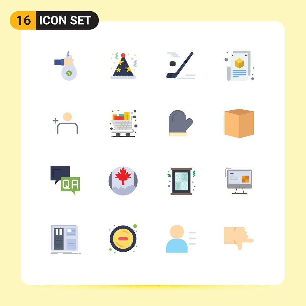 Set of 16 Modern UI Icons Symbols Signs for blogging blog page fun ice hockey winter Editable Pack of Creative Vector Design Elements