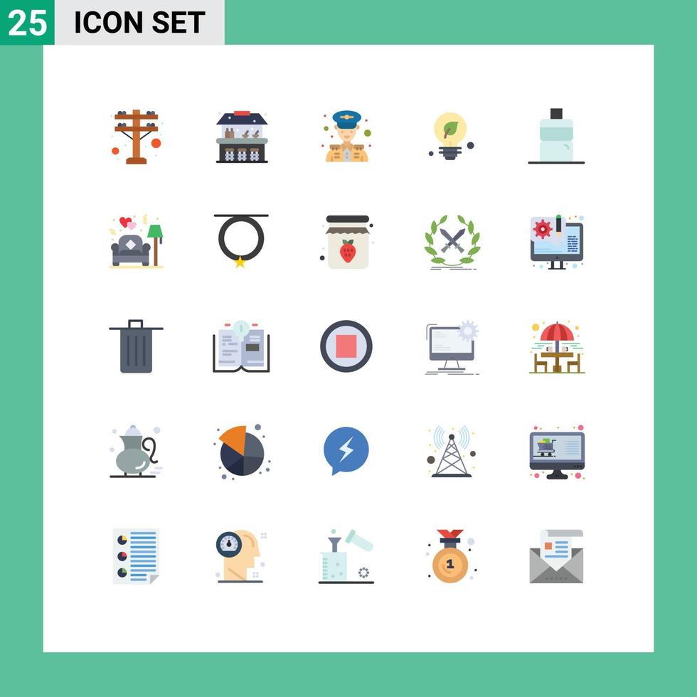 25 Creative Icons Modern Signs and Symbols of sofa couch police security water idea Editable Vector Design Elements