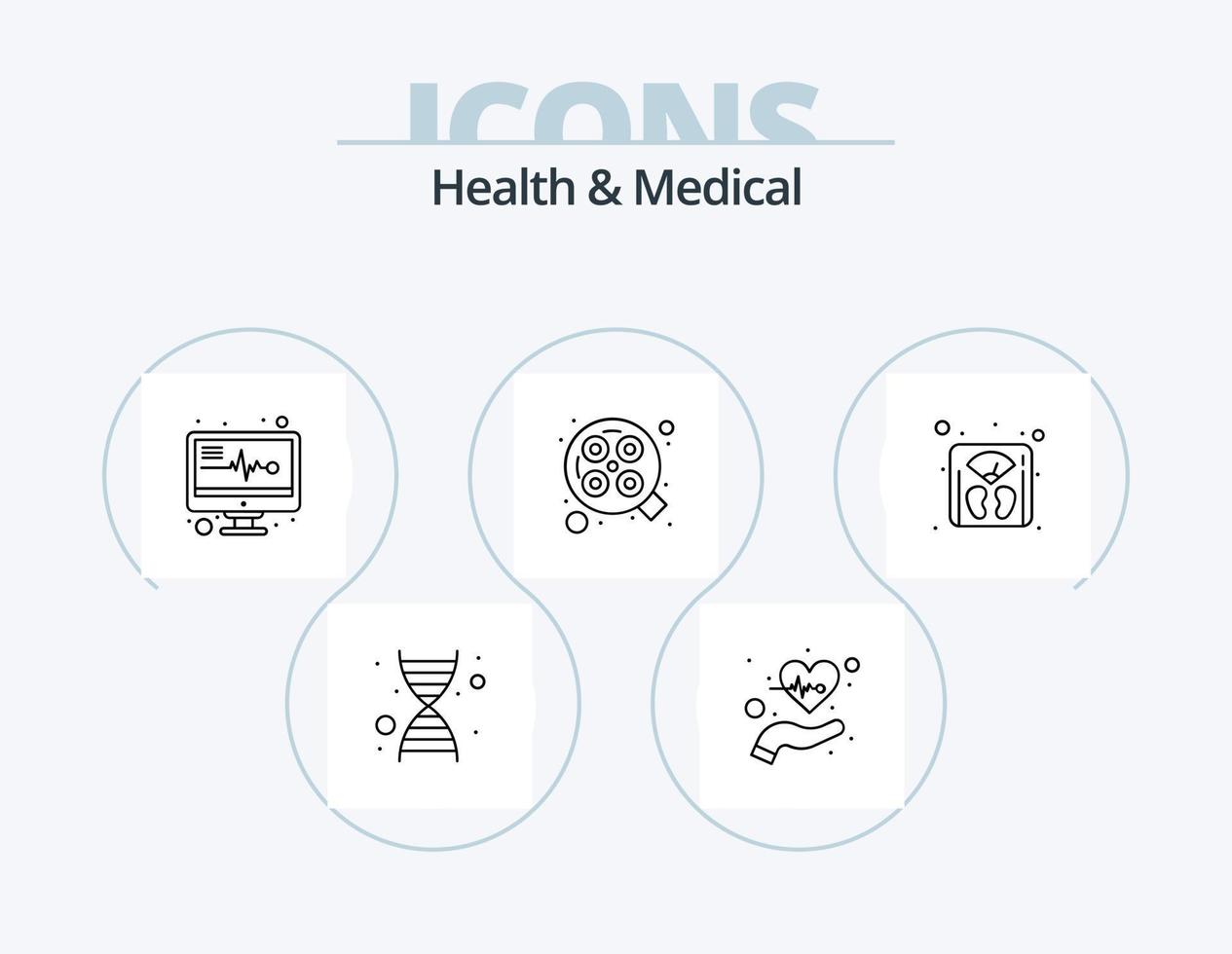 Health And Medical Line Icon Pack 5 Icon Design. bed. support. flask. online. communication vector