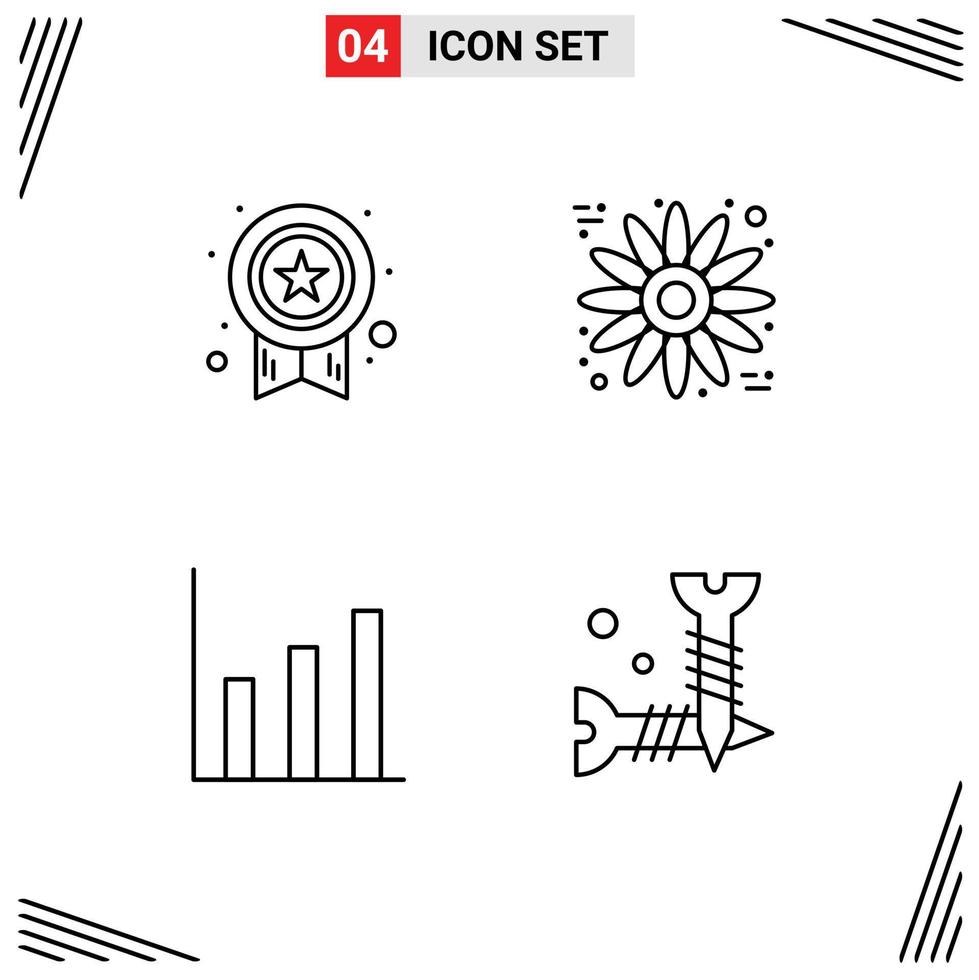 Set of 4 Modern UI Icons Symbols Signs for award up success thanksgiving diy Editable Vector Design Elements