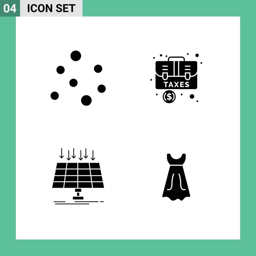Universal Icon Symbols Group of 4 Modern Solid Glyphs of air panel accounting briefcase technology Editable Vector Design Elements