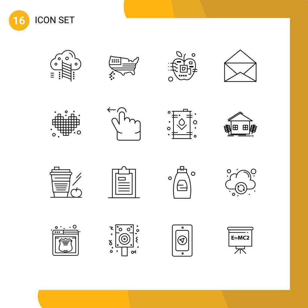 Pack of 16 creative Outlines of games open apple mail electronic Editable Vector Design Elements