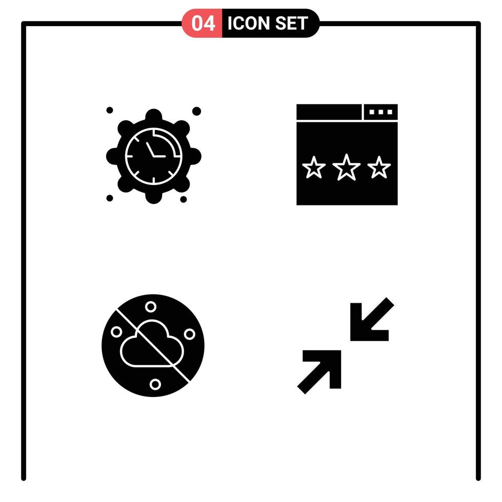 Group of 4 Modern Solid Glyphs Set for setting cloudless time optimization weather Editable Vector Design Elements