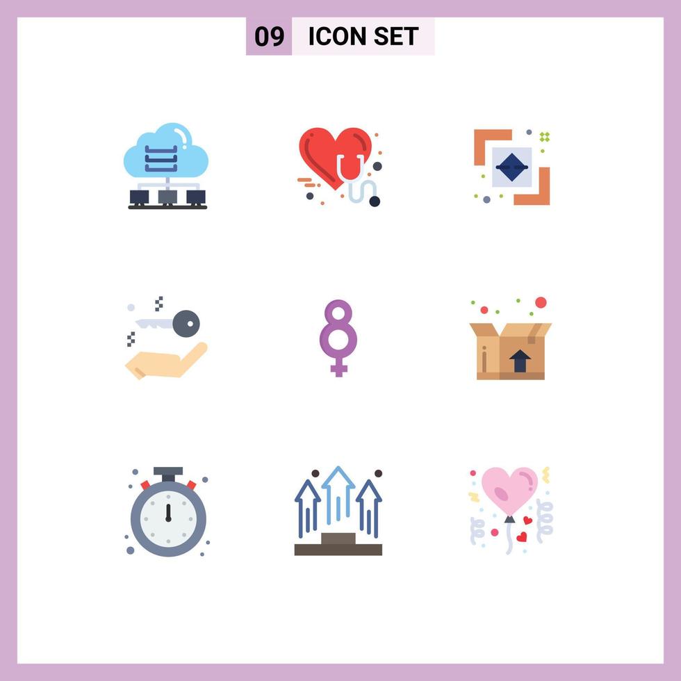 Modern Set of 9 Flat Colors and symbols such as eight key stethoscope house finder Editable Vector Design Elements
