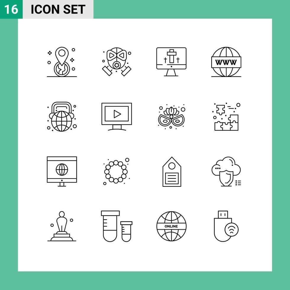 Stock Vector Icon Pack of 16 Line Signs and Symbols for education seo monitor search engine Editable Vector Design Elements