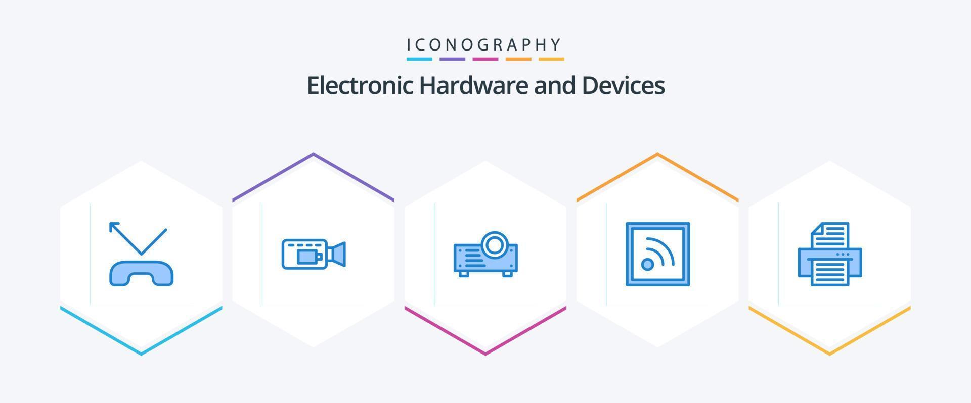 Devices 25 Blue icon pack including . . projector. printer. device vector