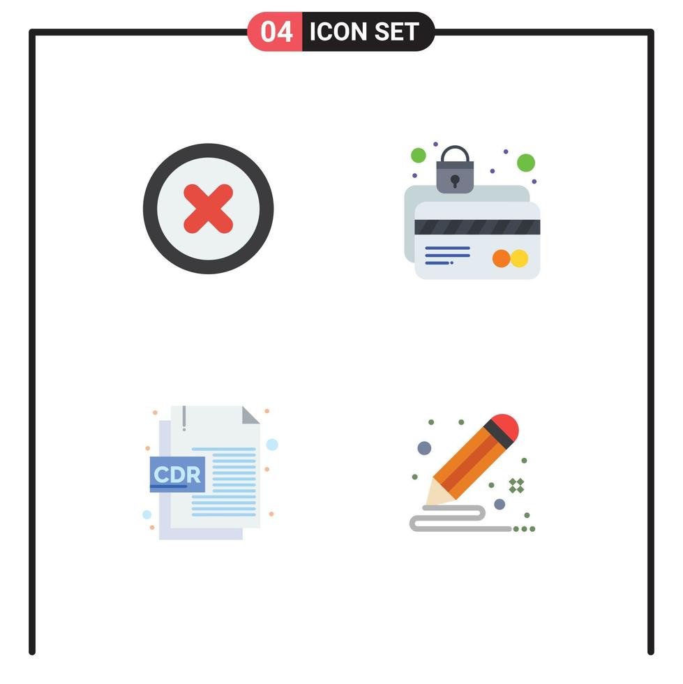 4 Thematic Vector Flat Icons and Editable Symbols of basic cdr format atm card lock file format Editable Vector Design Elements