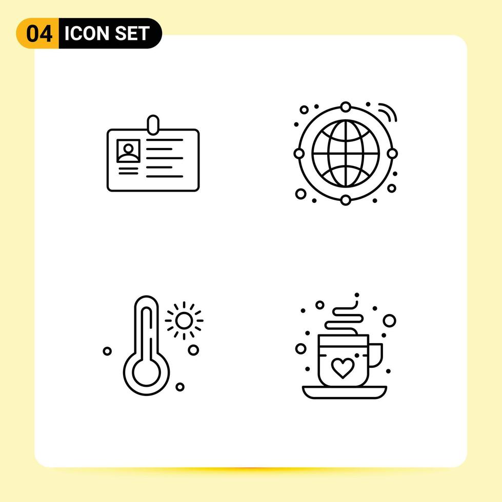 Universal Icon Symbols Group of 4 Modern Filledline Flat Colors of card transfer id pass temperature Editable Vector Design Elements