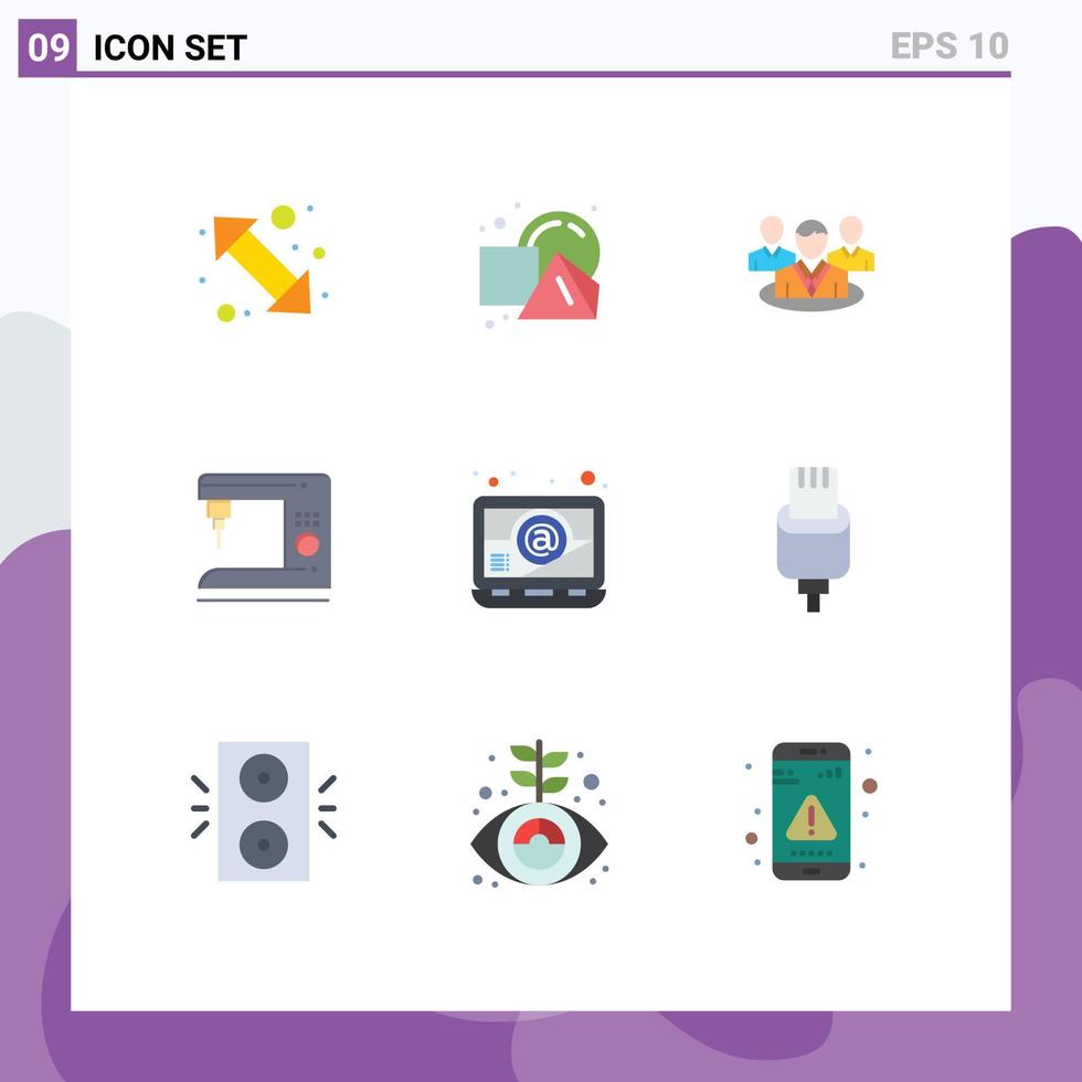 9 Flat Color concept for Websites Mobile and Apps computer home squares electric conversation Editable Vector Design Elements