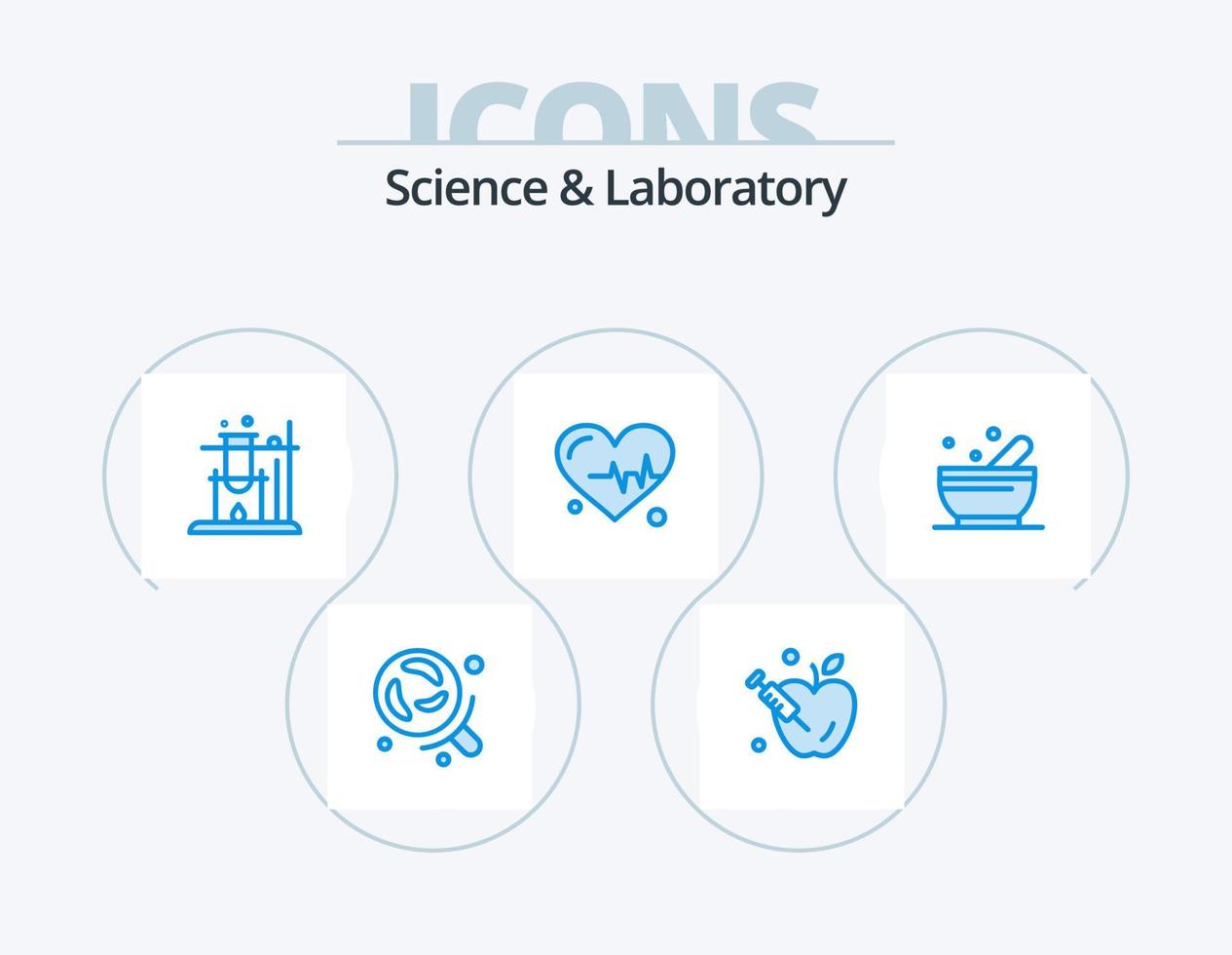 paquete de iconos azul ciencia 5 diseño de iconos. . ciencia. ciencia. sopa. ciencia vector