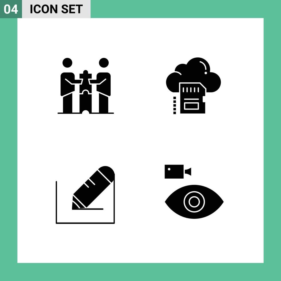 User Interface Solid Glyph Pack of modern Signs and Symbols of partners collaboration archive partners card write Editable Vector Design Elements