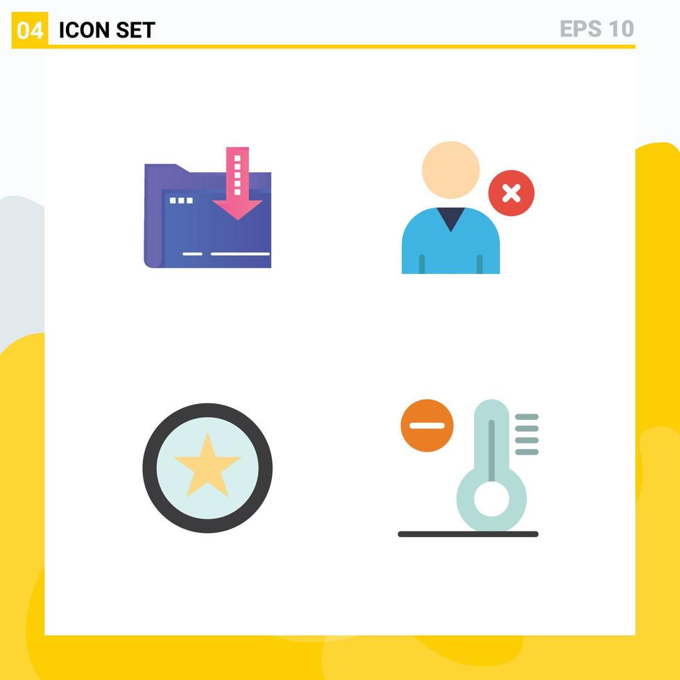 4 User Interface Flat Icon Pack of modern Signs and Symbols of folder climate arrow user temperature Editable Vector Design Elements