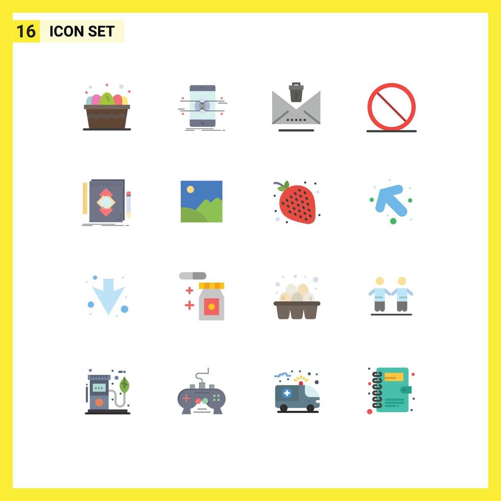 Universal Icon Symbols Group of 16 Modern Flat Colors of design remove smartphone cancel trash Editable Pack of Creative Vector Design Elements