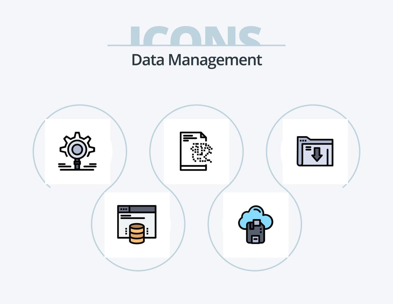 Data Management Line Filled Icon Pack 5 Icon Design. . work . folder . sharing . file vector