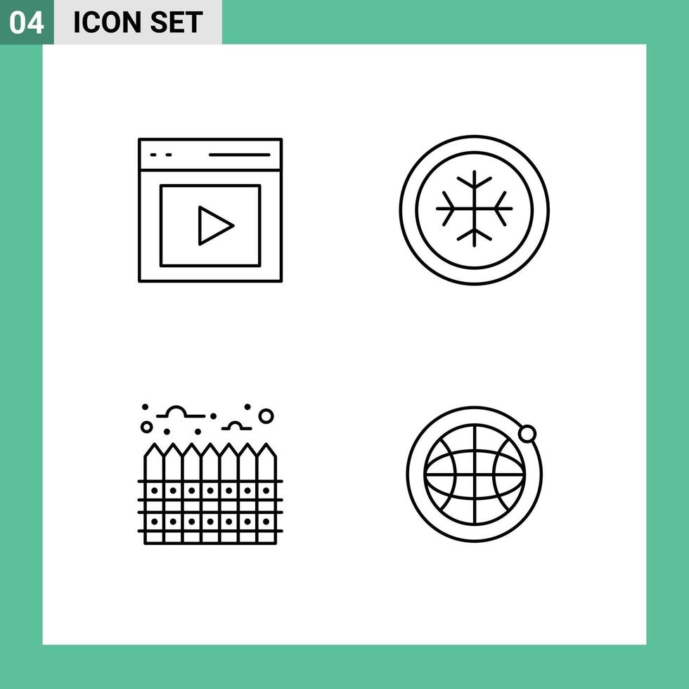 Modern Set of 4 Filledline Flat Colors Pictograph of communication heating user frost boundary Editable Vector Design Elements