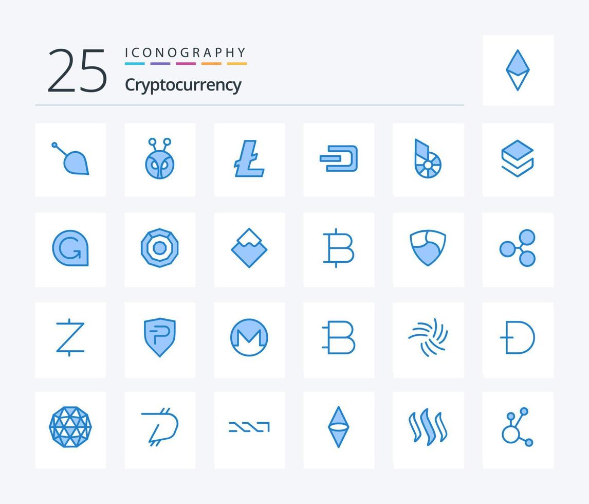 Cryptocurrency 25 Blue Color icon pack including bitshares. crypto. crypto currency. coin. money vector