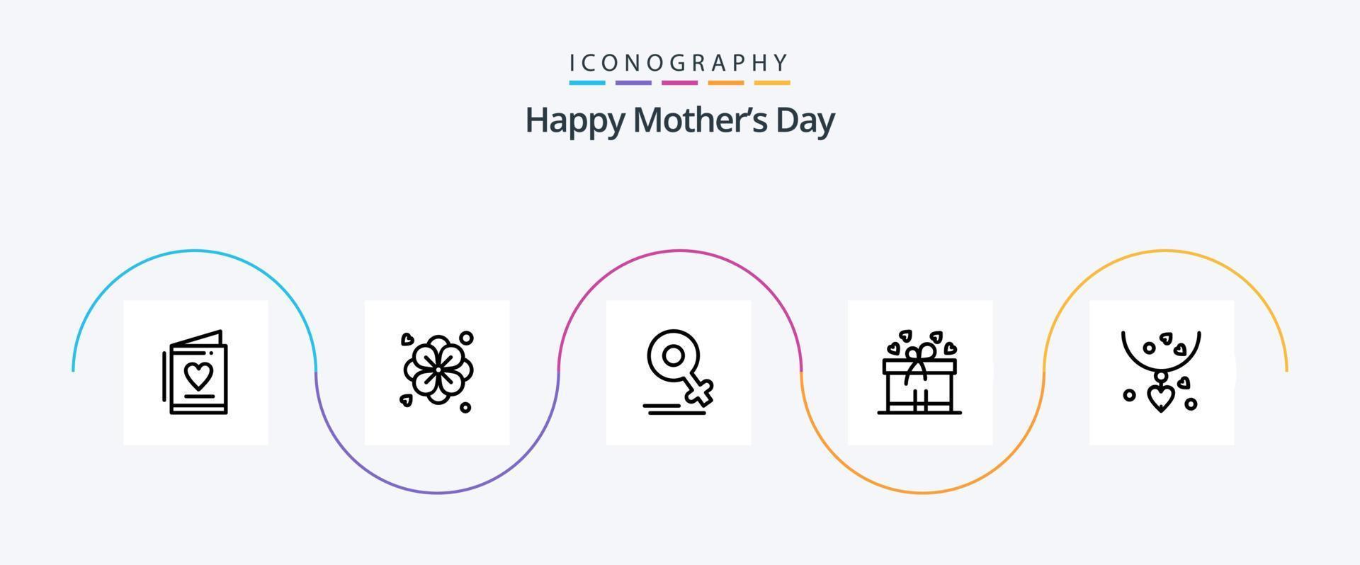 Happy Mothers Day Line 5 Icon Pack Including mom. gift . summer. love vector