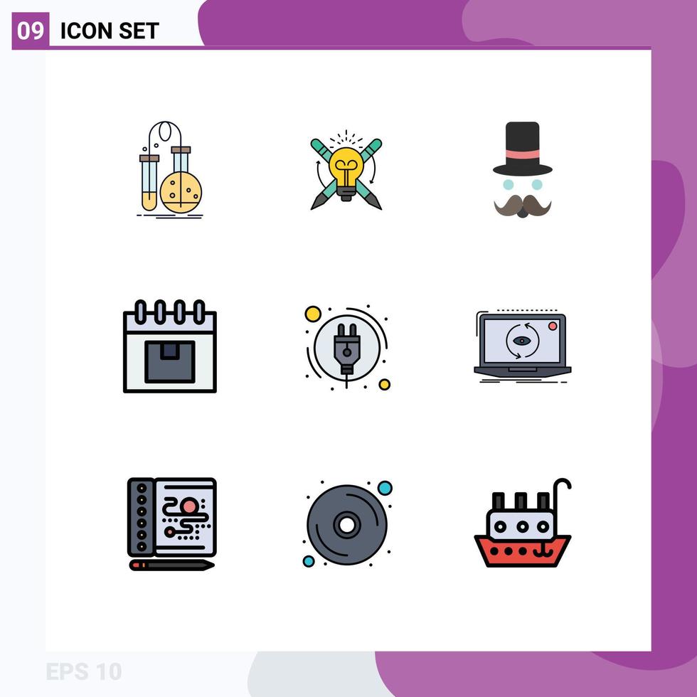 Universal Icon Symbols Group of 9 Modern Filledline Flat Colors of planning delivery focus calendar santa clause Editable Vector Design Elements