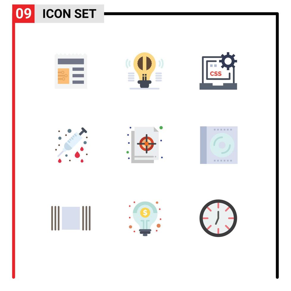 Flat Color Pack of 9 Universal Symbols of circular hospital code health development Editable Vector Design Elements
