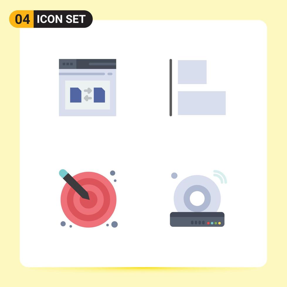 Pack of 4 Modern Flat Icons Signs and Symbols for Web Print Media such as page artistic file horizontal creativity Editable Vector Design Elements