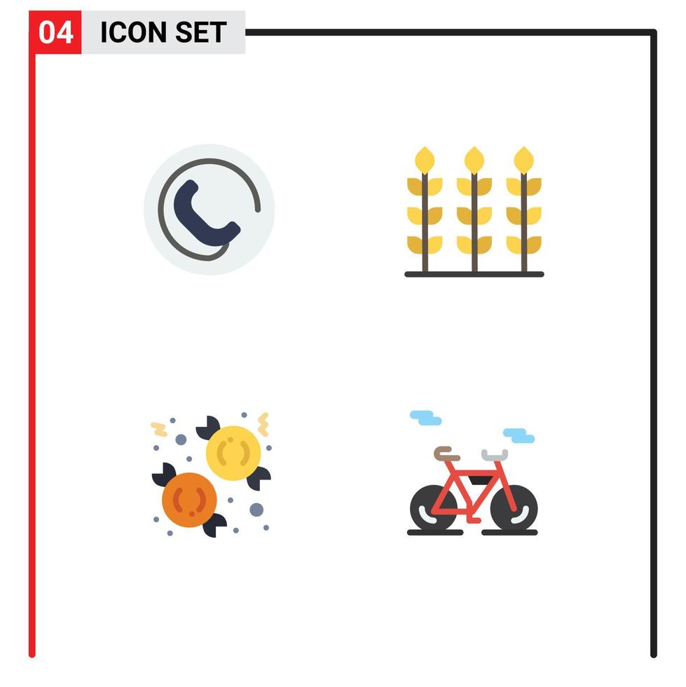 Modern Set of 4 Flat Icons and symbols such as contact sweet wheat candy transport Editable Vector Design Elements