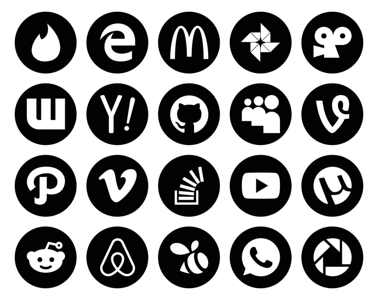 20 Social Media Icon Pack Including overflow question github stockoverflow vimeo vector