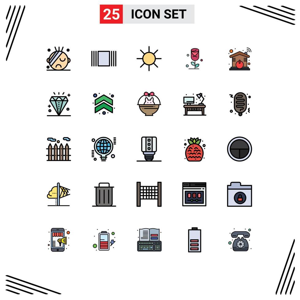 conjunto de 25 iconos de interfaz de usuario modernos signos de símbolos para elementos de diseño vectorial editables de automatización inteligente de rayo wifi de diamante vector
