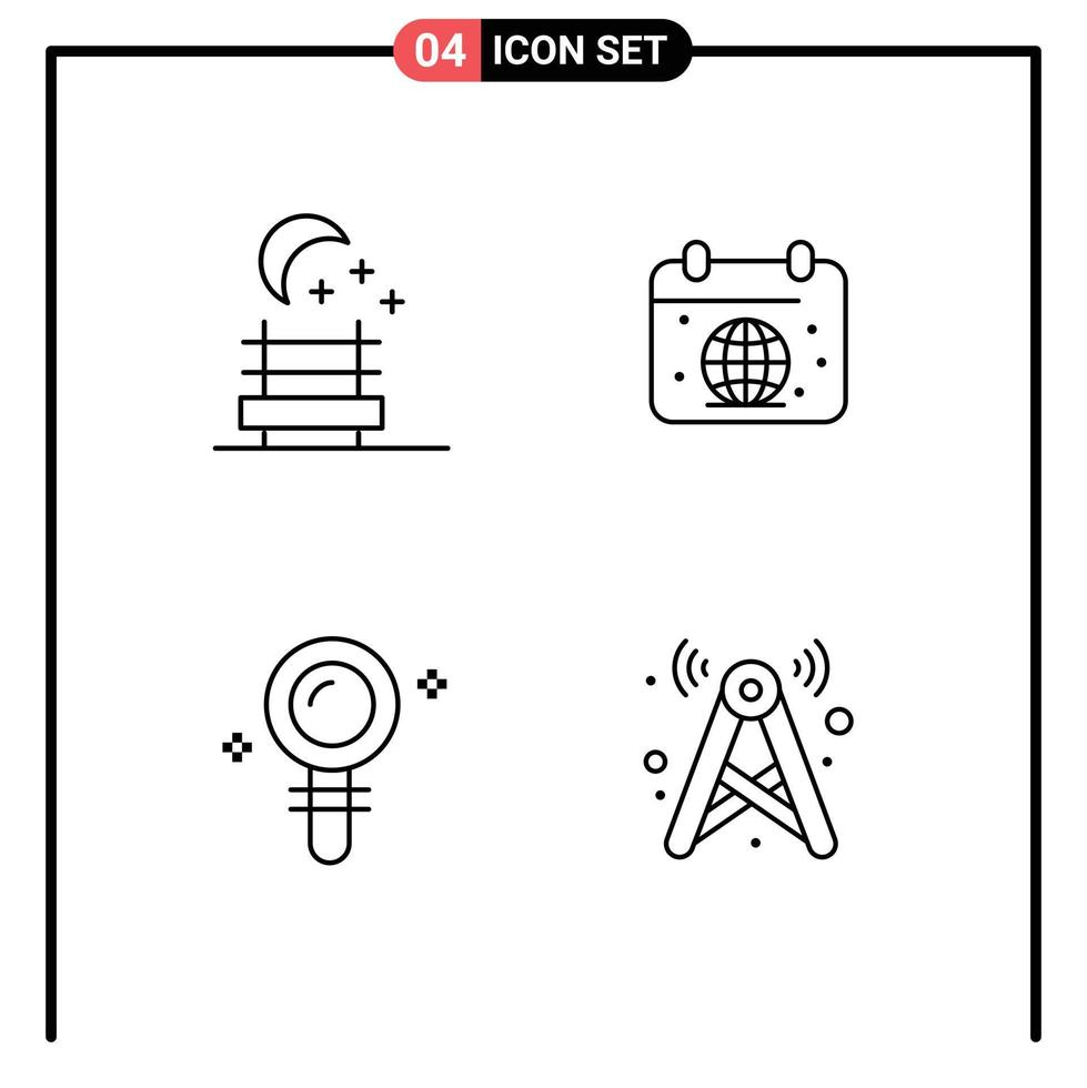 Pictogram Set of 4 Simple Filledline Flat Colors of nature find day world tower Editable Vector Design Elements