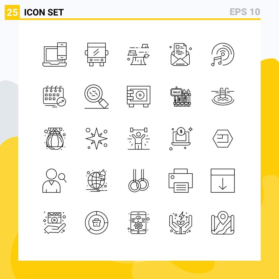 Stock Vector Icon Pack of 25 Line Signs and Symbols for profile e travel newsletter environment Editable Vector Design Elements